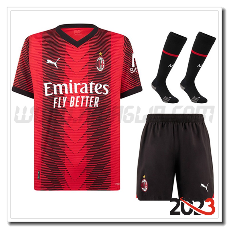 Kit Maglia AC Milan Prima (Pantaloncini + Calzini) 2023 2024