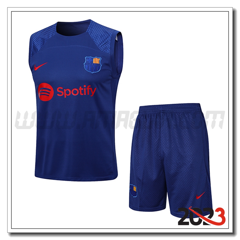 Kit Canotta Allenamento + Pantaloncini FC Barcellona Blu 2023 2024 -02