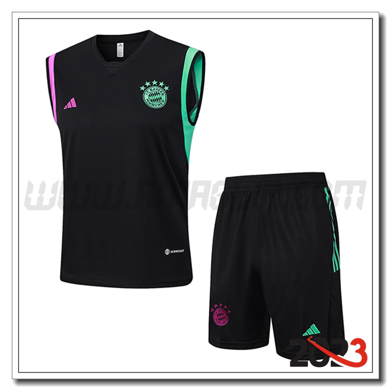 Kit Canotta Allenamento + Pantaloncini Bayern Monaco Nero 2023 2024 -02
