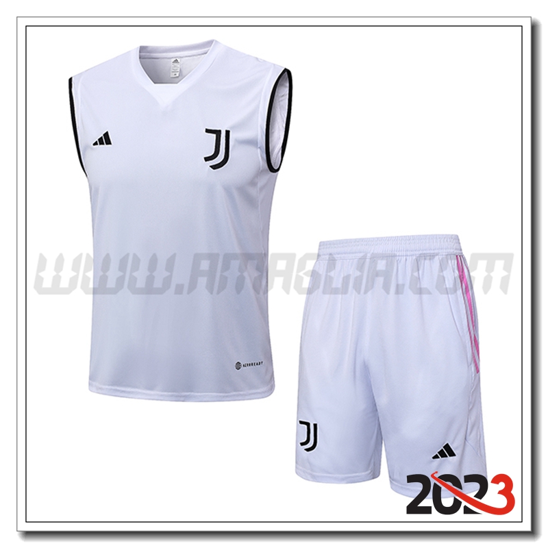Kit Canotta Allenamento + Pantaloncini Juventus Bianco 2023 2024 -02