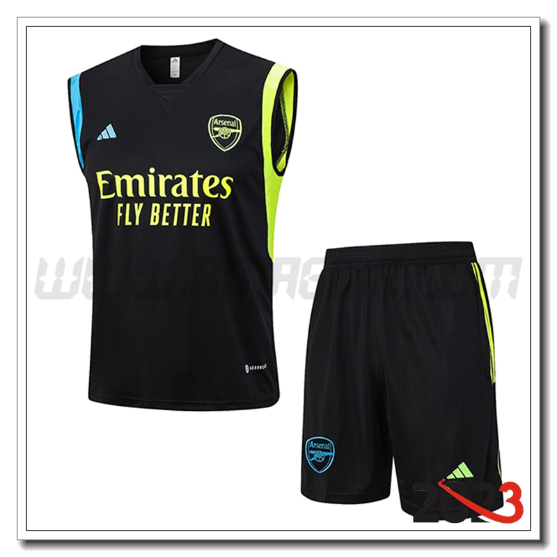 Kit Canotta Allenamento + Pantaloncini Arsenal Nero 2023 2024 -03