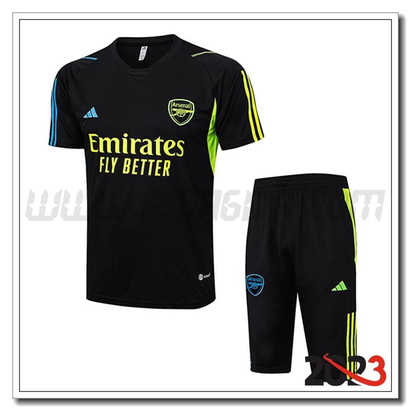 Kit Maglia Allenamento + Pantaloncini Arsenal Nero 2023 2024 -03