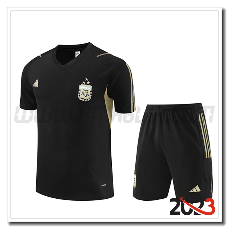 Kit Maglia Allenamento + Pantaloncini Argentina Nero 2023 2024