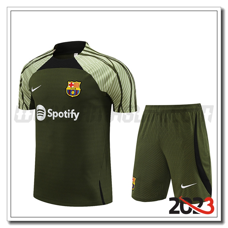Kit Maglia Allenamento + Pantaloncini FC Barcellona Verde 2023 2024 -02