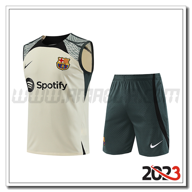 Kit Canotta Allenamento + Pantaloncini FC Barcellona Giallo 2023 2024 -03