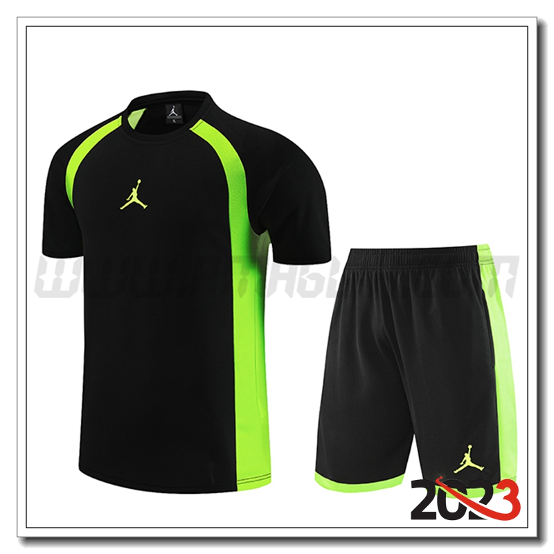 Kit Maglia Allenamento + Pantaloncini Jordan Nero 2023 2024