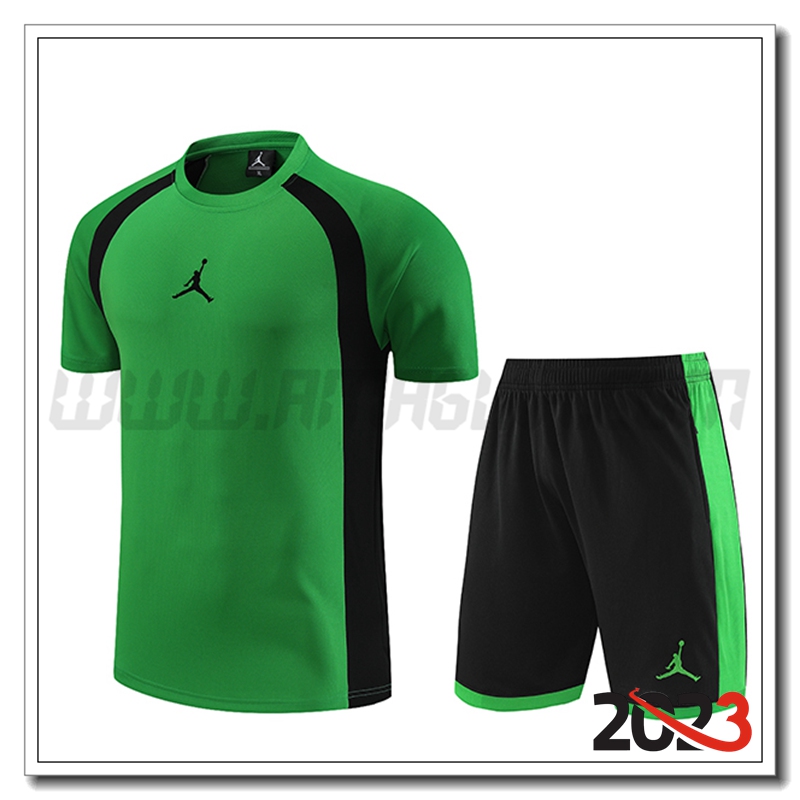 Kit Maglia Allenamento + Pantaloncini Jordan Verde 2023 2024