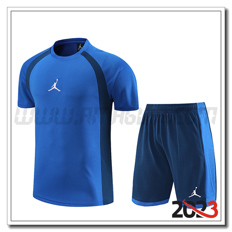 Kit Maglia Allenamento + Pantaloncini Jordan Blu 2023 2024
