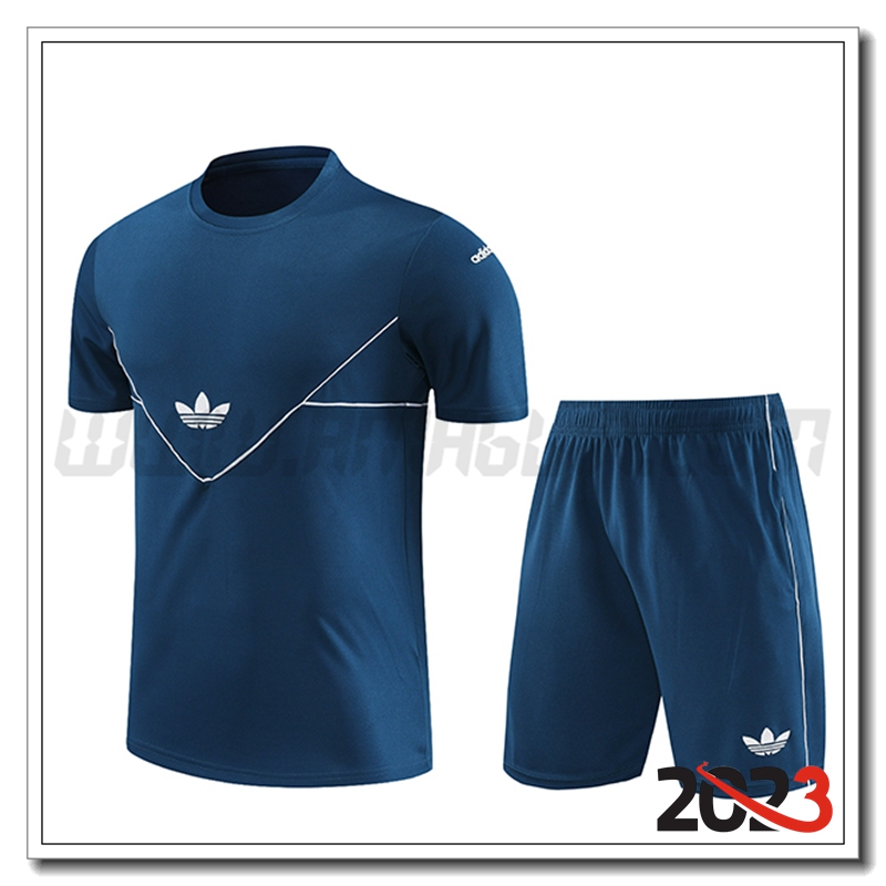 Kit Maglia Allenamento + Pantaloncini Adidas Blu Marina 2023 2024