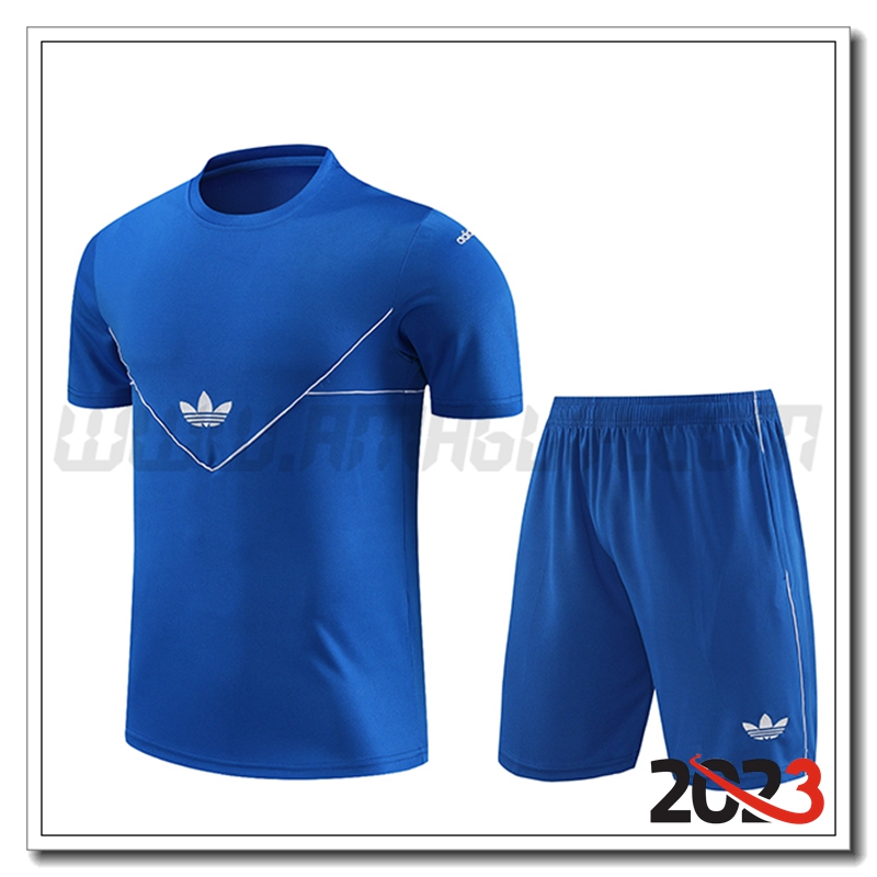 Kit Maglia Allenamento + Pantaloncini Adidas Blu 2023 2024