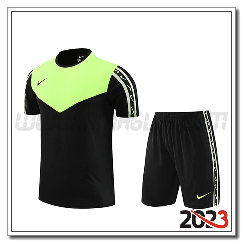 Kit Maglia Allenamento + Pantaloncini Nike Nero/Verde 2023 2024