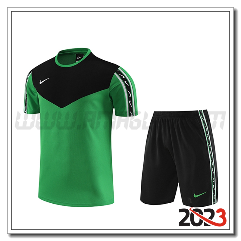 Kit Maglia Allenamento + Pantaloncini Nike Verde 2023 2024