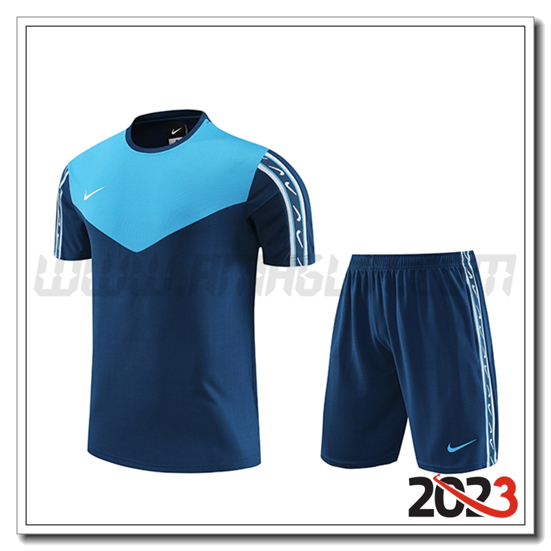 Kit Maglia Allenamento + Pantaloncini Nike Blu 2023 2024