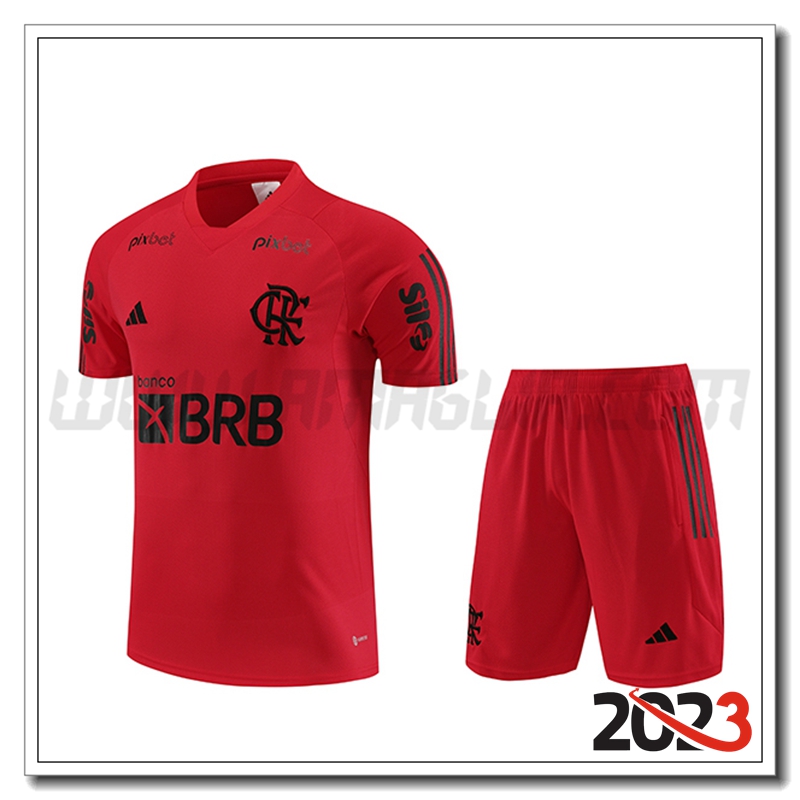 Kit Maglia Allenamento + Pantaloncini Flamengo Rosso 2023 2024 -02