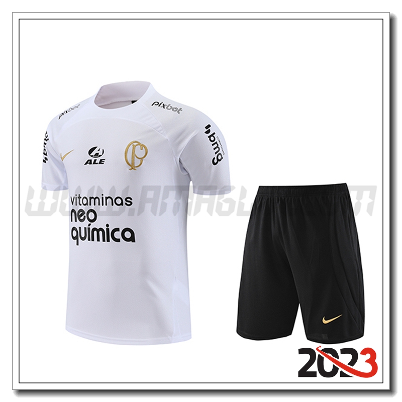 Kit Maglia Allenamento + Pantaloncini Corinthians Bianco 2023 2024 -02