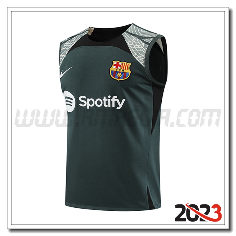 Canotta Allenamento FC Barcellona Verde 2023 2024 -03
