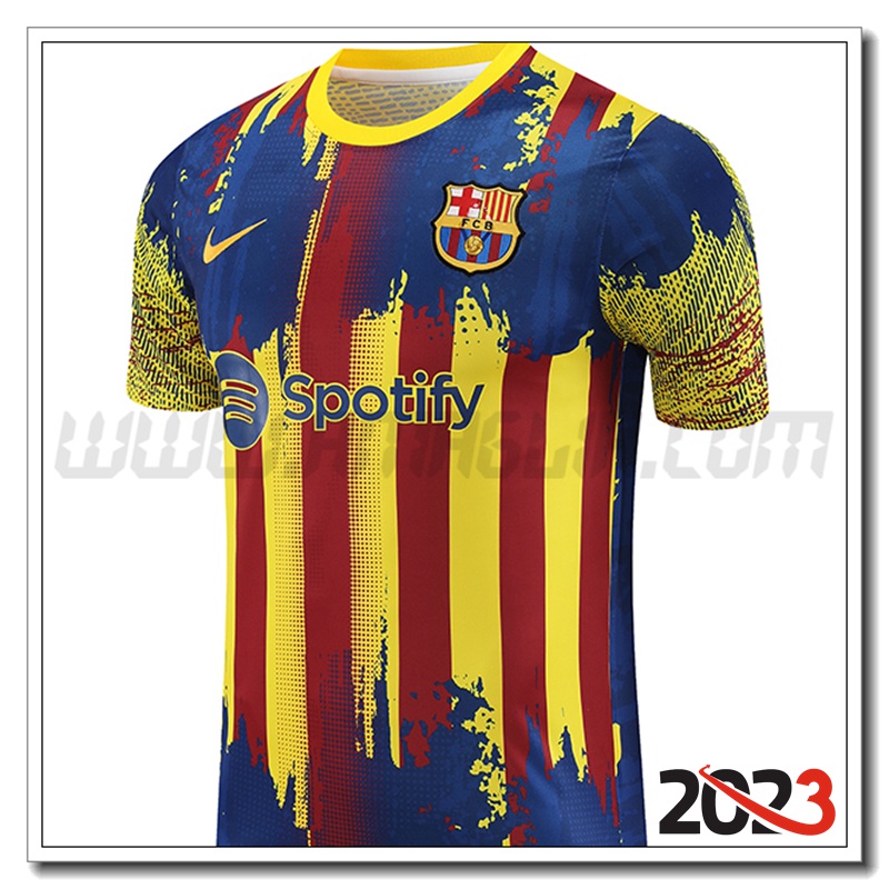 T Shirt Allenamento FC Barcellona Rosso/Giallo 2023 2024