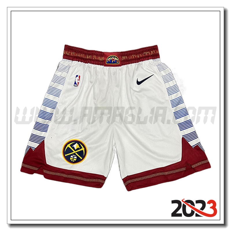Pantaloncini NBA Denver Nuggets 2023/24 Bianco/Rosso