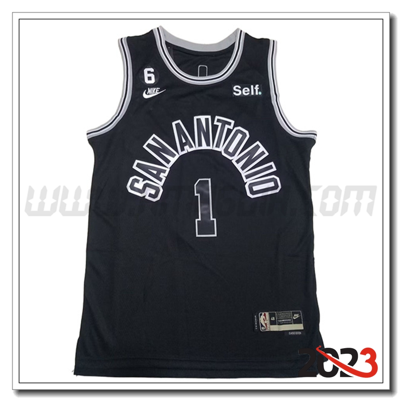 Maglia San Antonio Spurs (WEMBANYAMA #1) 2023/24 Nero -03