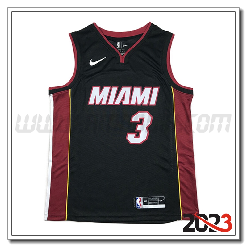 Maglia Miami Heat (WADE #3) 2023/24 Nero -04