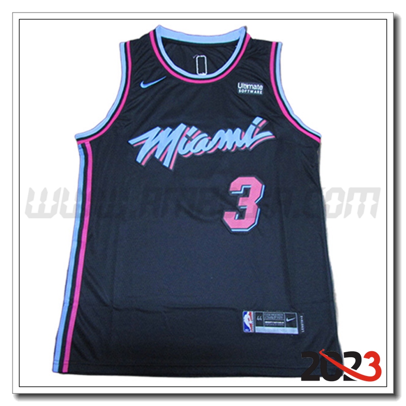 Maglia Miami Heat (WADE #3) 2023/24 Nero -03