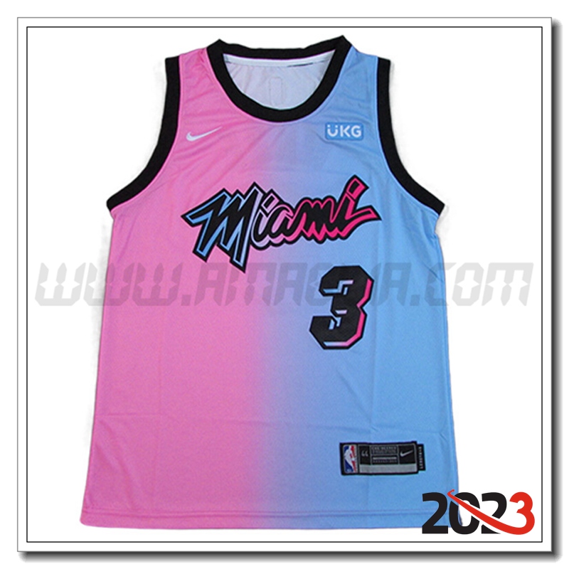 Maglia Miami Heat (WADE #3) 2023/24 Blu/Rosa
