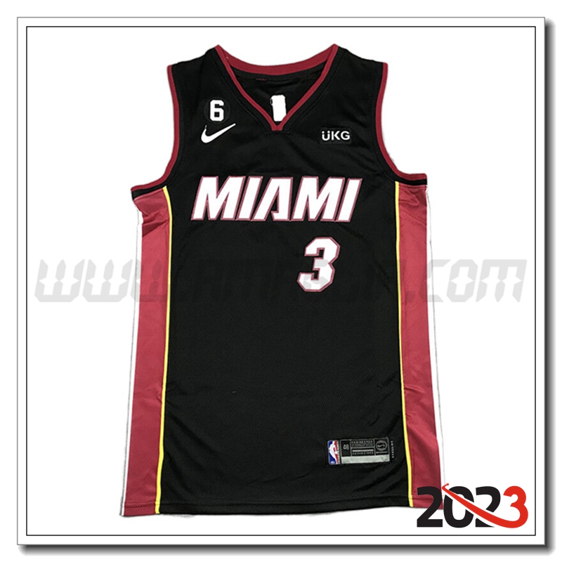 Maglia Miami Heat (WADE #3) 2023/24 Nero -02