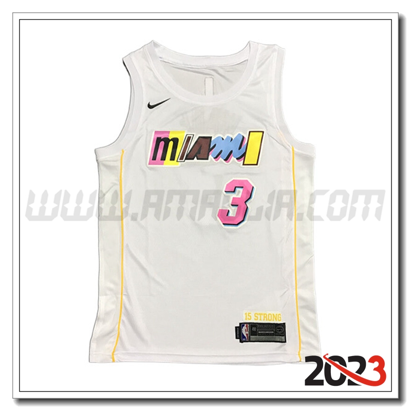 Maglia Miami Heat (WADE #3) 2023/24 Bianco -03