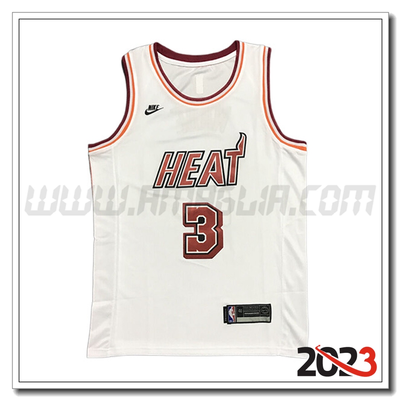 Maglia Miami Heat (WADE #3) 2023/24 Bianco -02