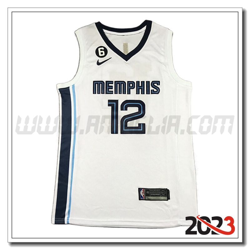 Maglia Memphis Grizzlies (MORANT #12) 2023/24 Bianco -02