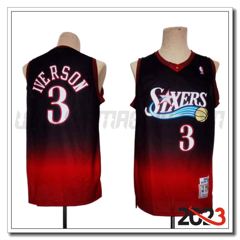 Maglia Philadelphia 76ers (IVERSON #3) 2023/24 Nero/Rosso