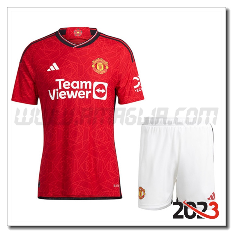Kit Maglia Manchester United Prima + Pantaloncini 2023 2024