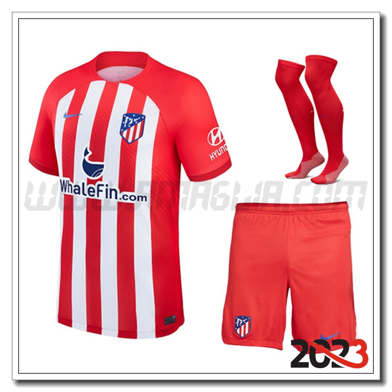 Kit Maglia Atletico Madrid Prima (Pantaloncini + Calzini) 2023 2024
