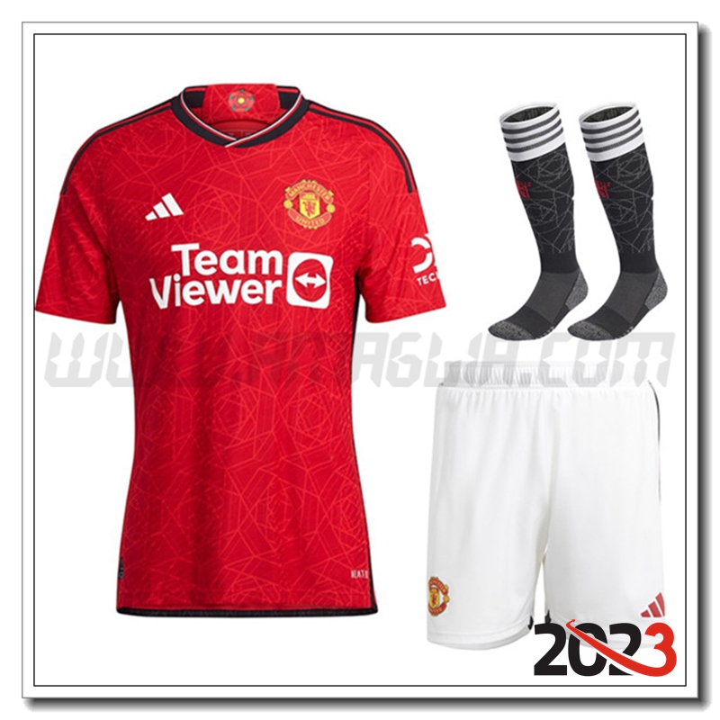 Kit Maglia Manchester United Prima (Pantaloncini + Calzini) 2023 2024