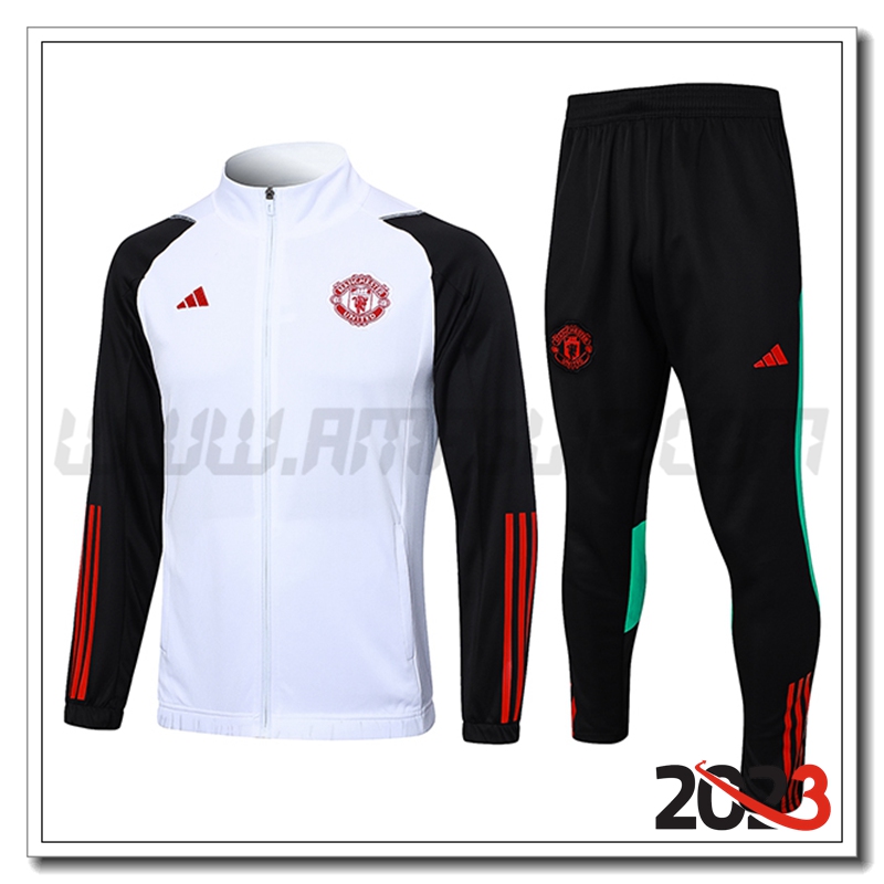 Tuta Allenamento Giacca Manchester United Bianco 2023 2024