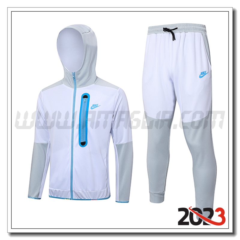 Giacca A Vento Con Cappuccio Tuta Nike Bianco 2023 2024 -02