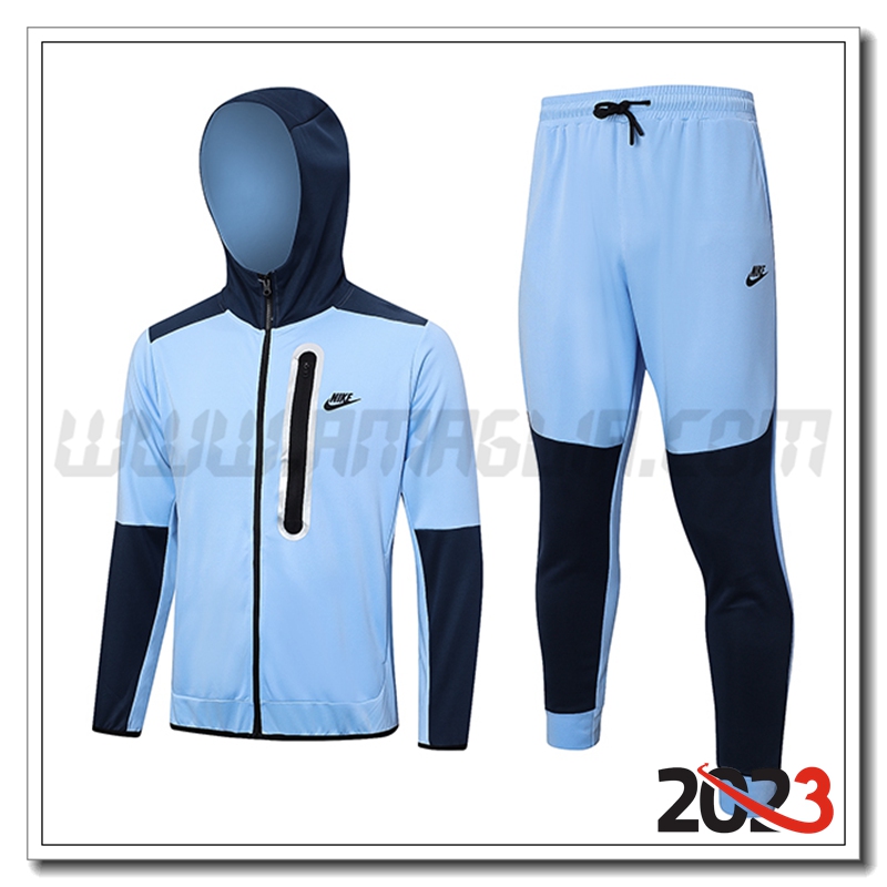 Giacca A Vento Con Cappuccio Tuta Nike Azzurro 2023 2024 -02