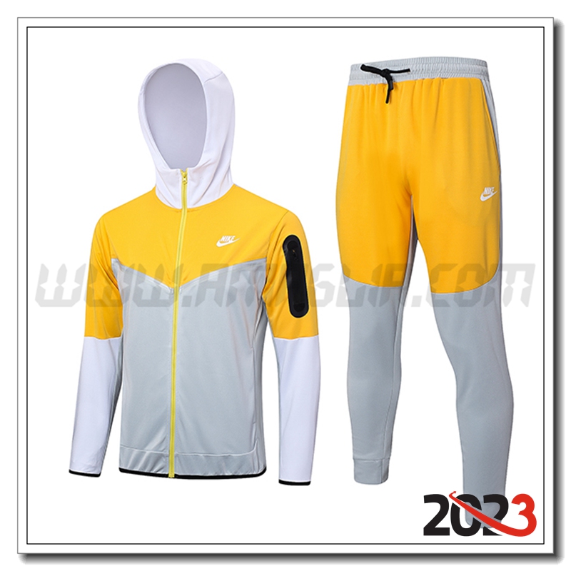 Giacca A Vento Con Cappuccio Tuta Nike Grigio/Giallo 2023 2024