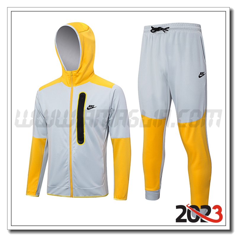 Giacca A Vento Con Cappuccio Tuta Nike Grigio Chiaro 2023 2024