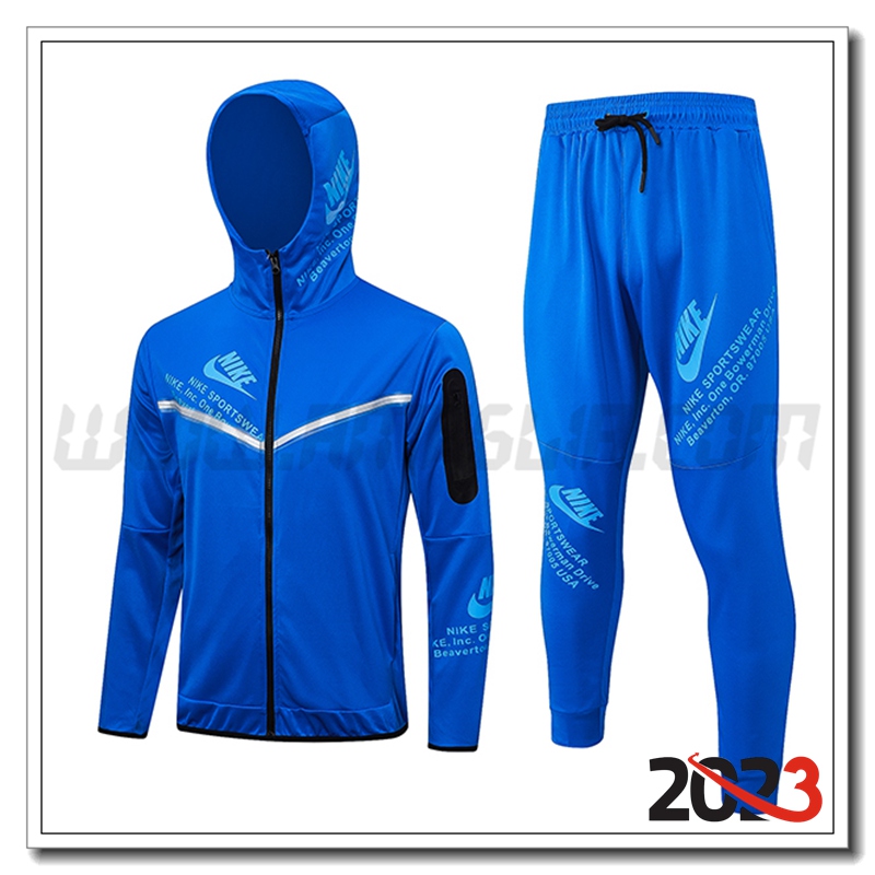 Giacca A Vento Con Cappuccio Tuta Nike Blu 2023 2024