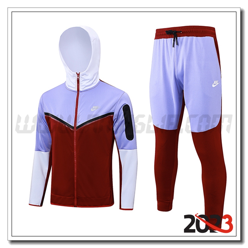 Giacca A Vento Con Cappuccio Tuta Nike Rosso/viola 2023 2024 -02