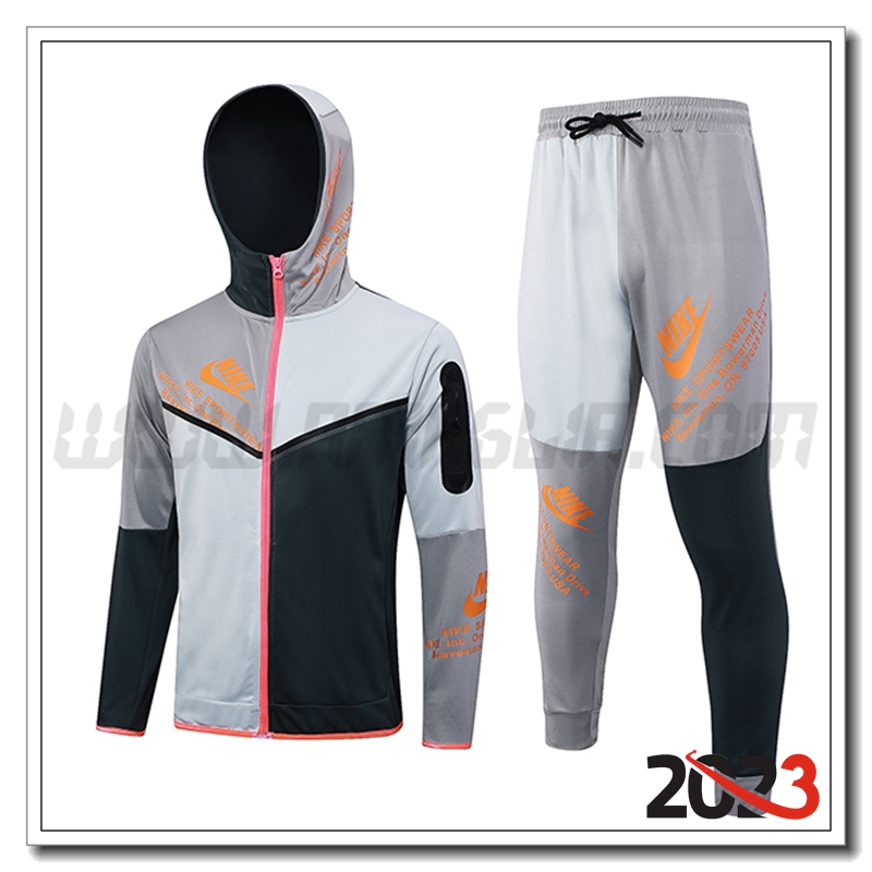 Giacca A Vento Con Cappuccio Tuta Nike Nero/Grigio 2023 2024