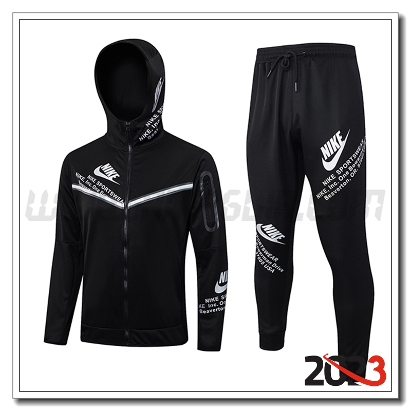 Giacca A Vento Con Cappuccio Tuta Nike Nero 2023 2024 -02