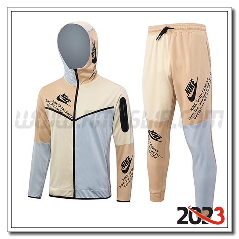 Giacca A Vento Con Cappuccio Tuta Nike Giallo/Grigio 2023 2024