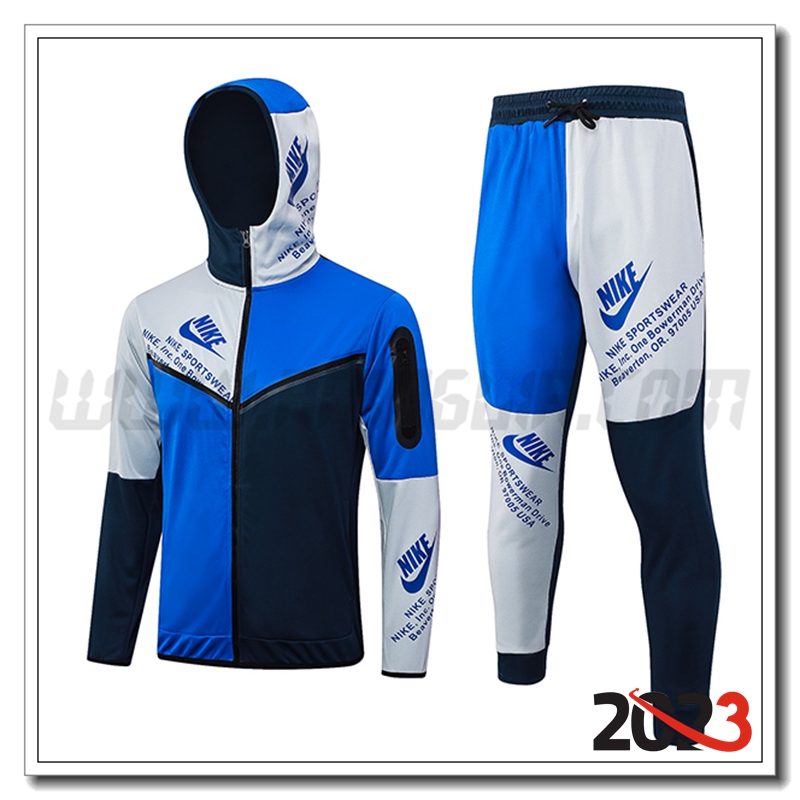 Giacca A Vento Con Cappuccio Tuta Nike Blu 2023 2024 -02
