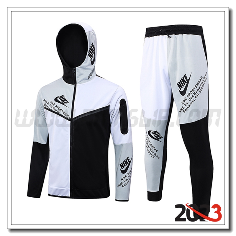 Giacca A Vento Con Cappuccio Tuta Nike Nero/Bianco 2023 2024