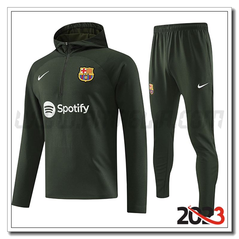 Giacca Con Cappuccio Tuta FC Barcellona Verde 2023 2024
