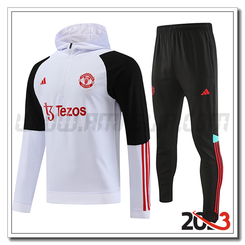 Giacca Con Cappuccio Tuta Manchester United Bianco 2023 2024