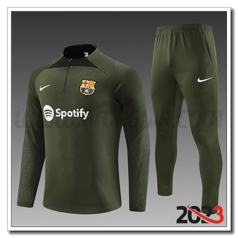 Tuta Allenamento FC Barcellona Bambino Verde 2023 2024 -04