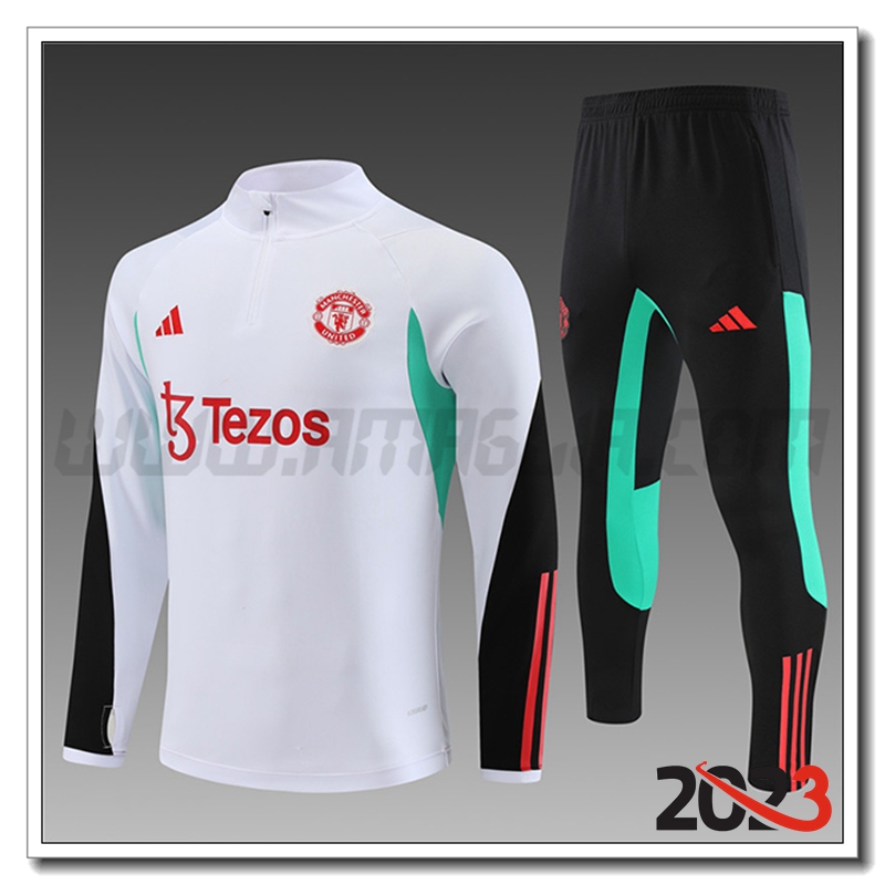 Tuta Allenamento Manchester United Bambino Bianco 2023 2024 -03